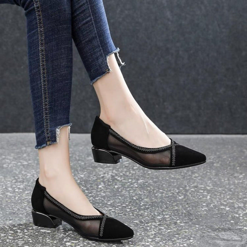 Damen Pumps Hochhackig Transparentes Mesh Mit Glitzerdetails