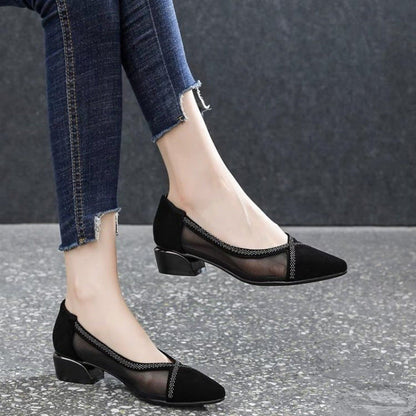 Damen Pumps Hochhackig Transparentes Mesh Mit Glitzerdetails