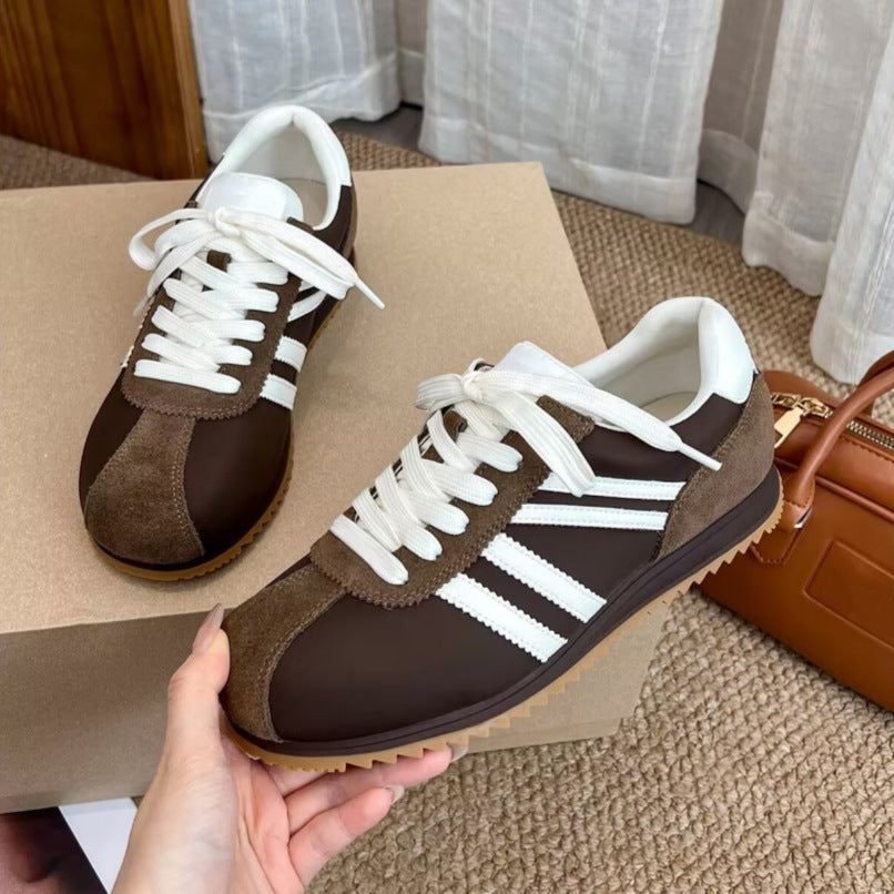 Damen Retro Sneaker Wildleder Optik Schwarz - Norvielle