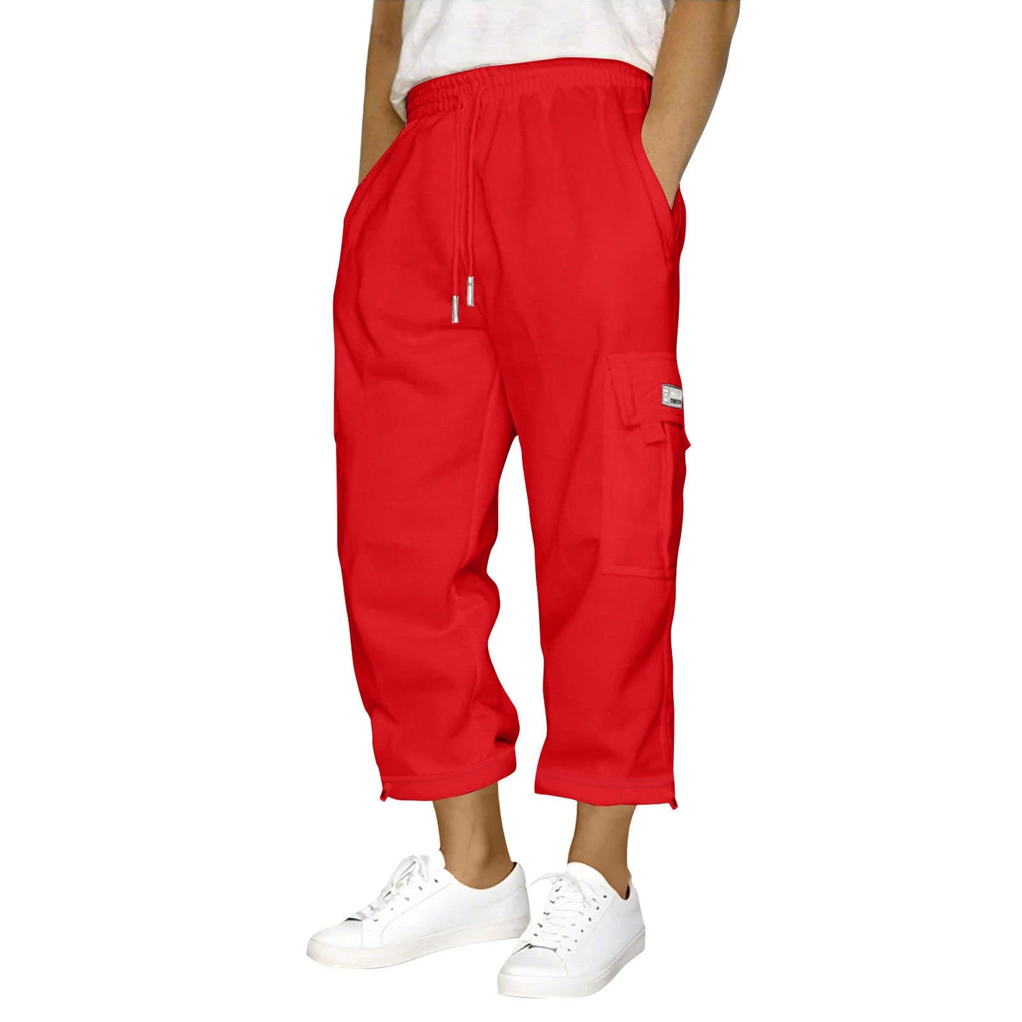 Damen Elastische Cargo-Hose Mit Seitentaschen Bequem - Norvielle