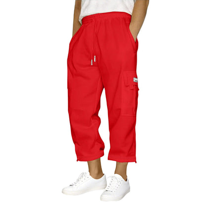 Damen Elastische Cargo-Hose Mit Seitentaschen Bequem - Norvielle