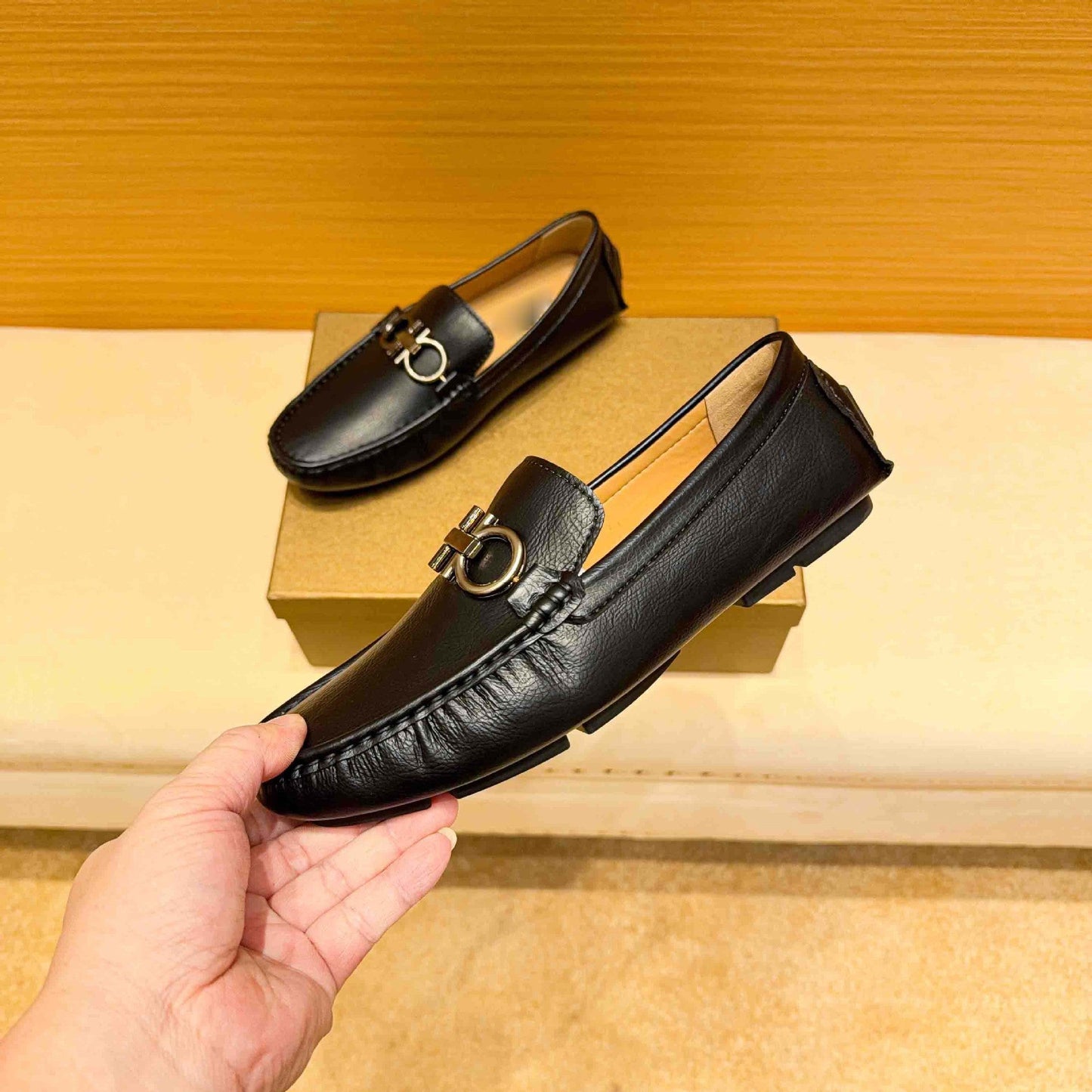 Damen Mokassins Leder Elegante Schuhe