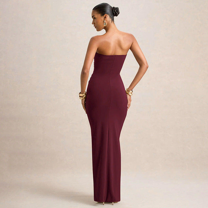 Frauen Abendkleid Elegant Gerafft Lang