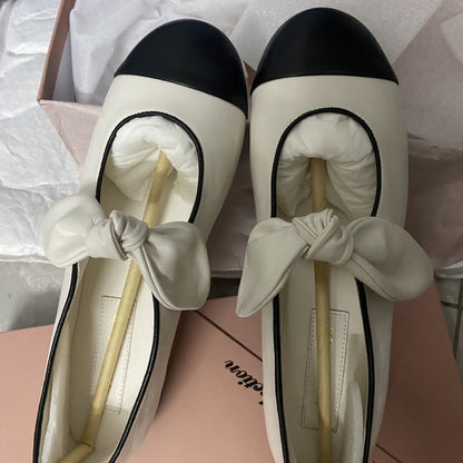 Damen Ballerinas Elegante Schleife Glänzend