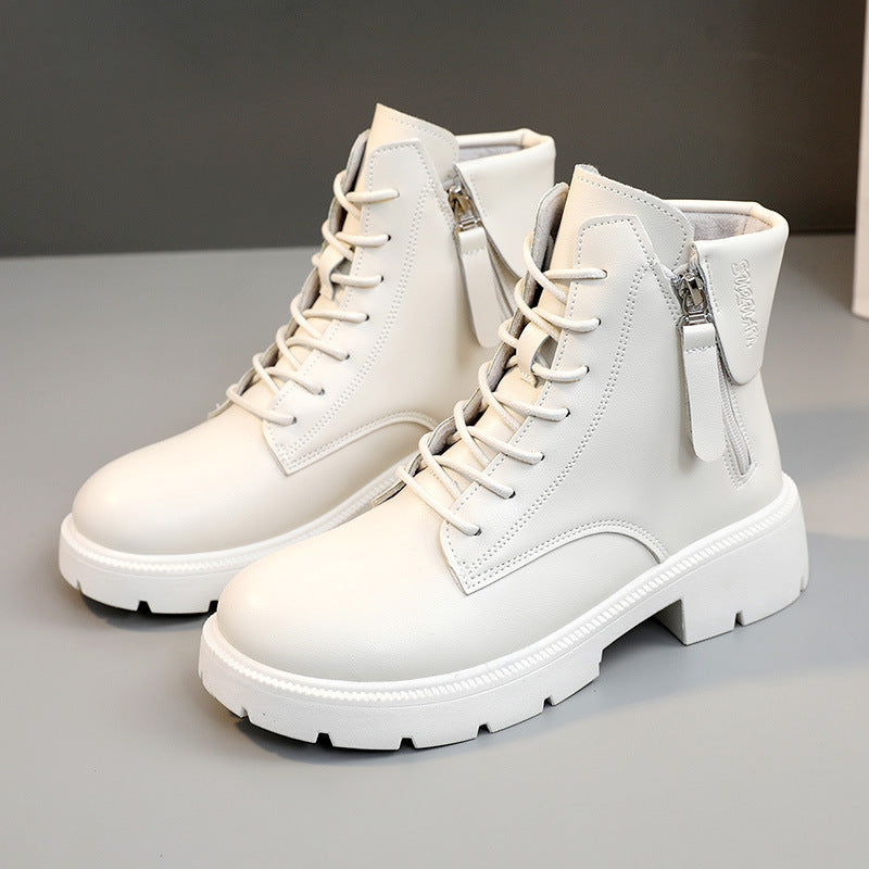 Damen Lederstiefeletten mit Reißverschluss