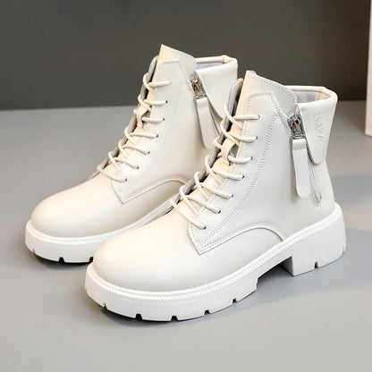 Damen Lederstiefeletten mit Reißverschluss