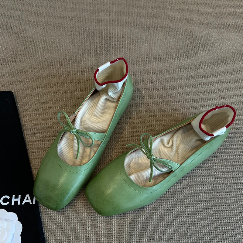 Damen Ballerinas Elegantes Leder Bequem