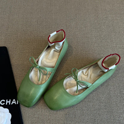 Damen Ballerinas Elegantes Leder Bequem