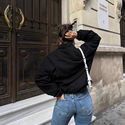 Damen Oversized Jacke Mit Taschen Eleganter Schnitt
