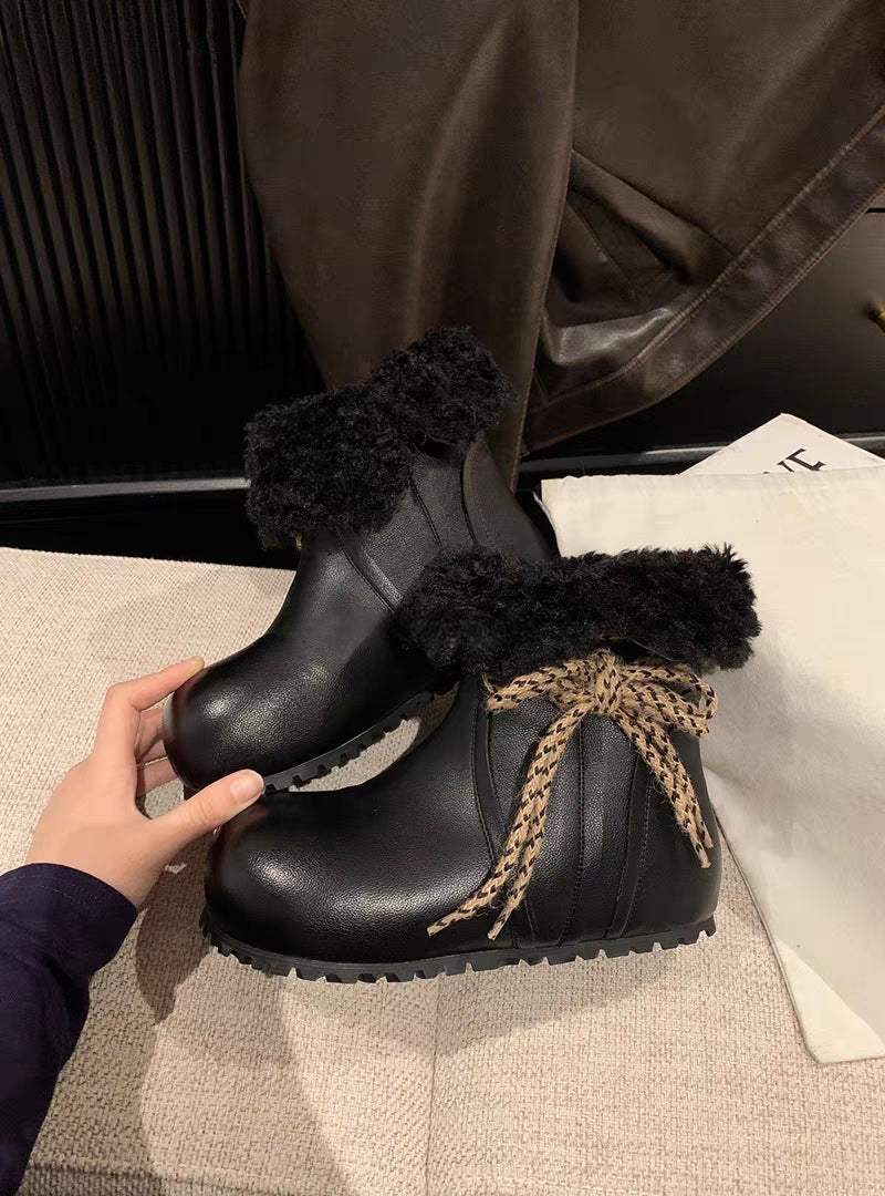 Damen Schnürboots Warm Kuschelig Winterstiefel