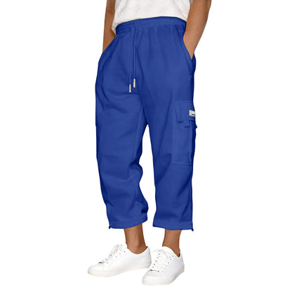 Damen Elastische Cargo-Hose Mit Seitentaschen Bequem