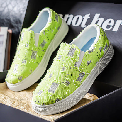 Damen Slip-On Sneaker Glitzer Optik