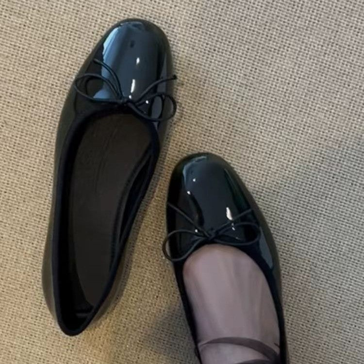 Damen Ballerinas Glänzend Elegante Schnürung Schuhe