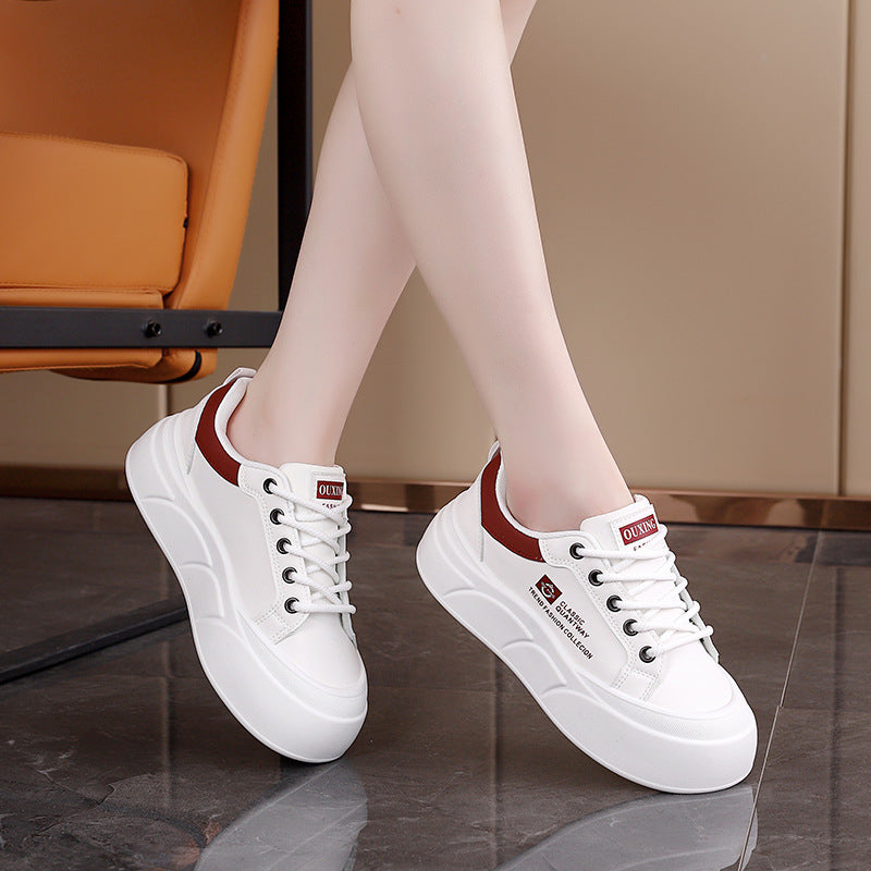 Damen Plateau Sneaker Atmungsaktives Material Komfortschuhe