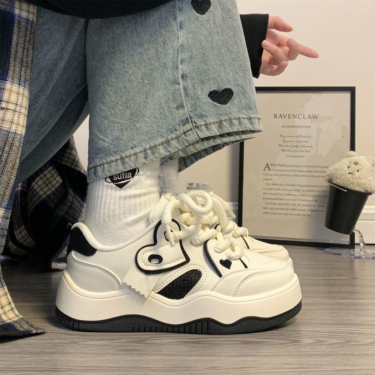 Damen Sneaker Plüschschuhe Dicksohlige Modisch
