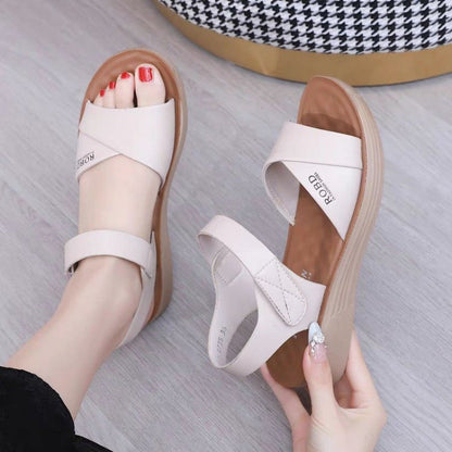 Damen Sandalen Breiter Riemen Komfort Bequem Sommer