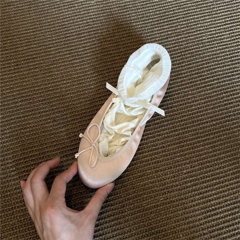 Damen Ballerinas Elastisch Bequem Mit Schleifen