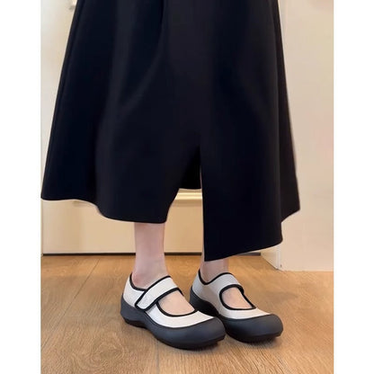 Damen Ballerinas Komfortsohle Verstellbarer Riemen Bequem