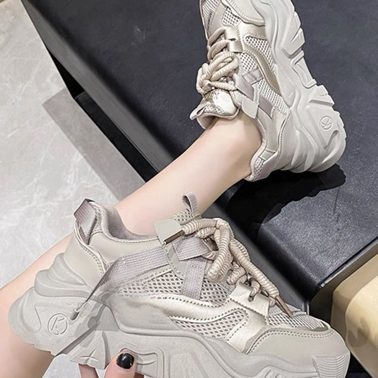Damen Sneaker Chunky Atmungsaktives Mesh Stabile Sohle