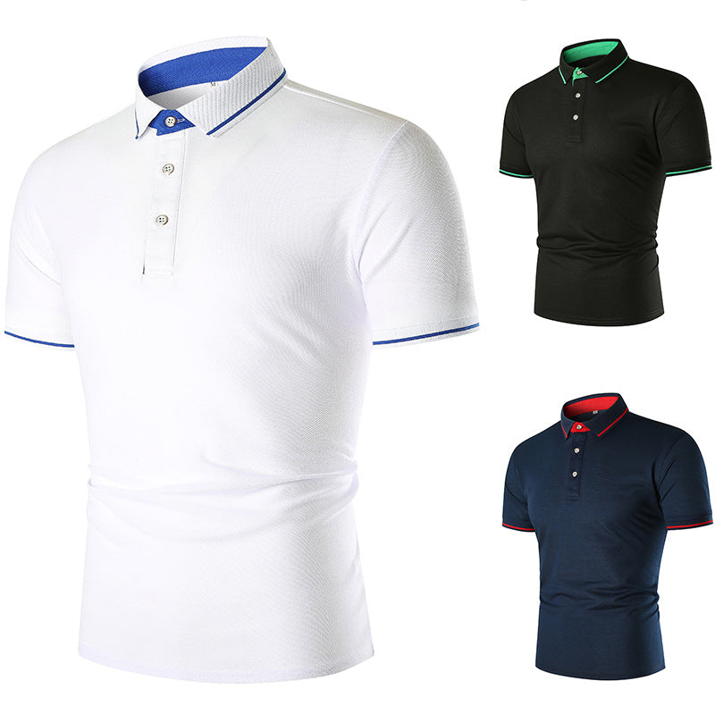 Herren Poloshirt Atmungsaktiv Kontrastkragen Modern