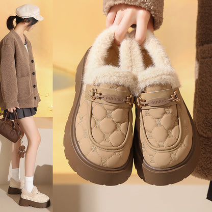 Damen Slipper Warm gefüttert Plateauabsatz - Norvielle