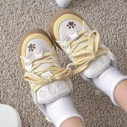 Damen Sneaker Atmungsaktives Mesh Pfotenmuster Weiß - Norvielle