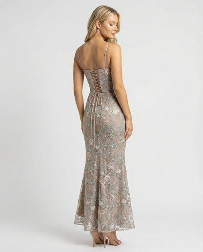 Damen Abendkleid Spitze Stickerei Elegant