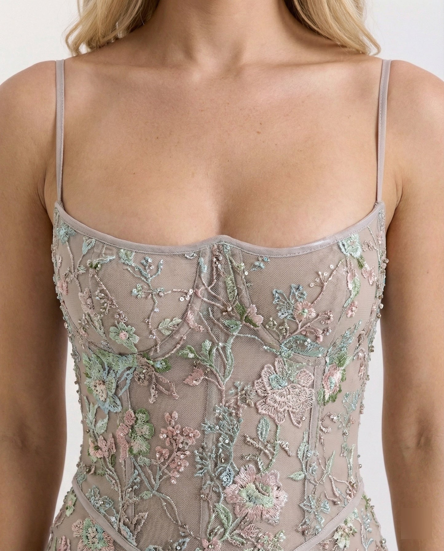 Damen Abendkleid Spitze Stickerei Elegant