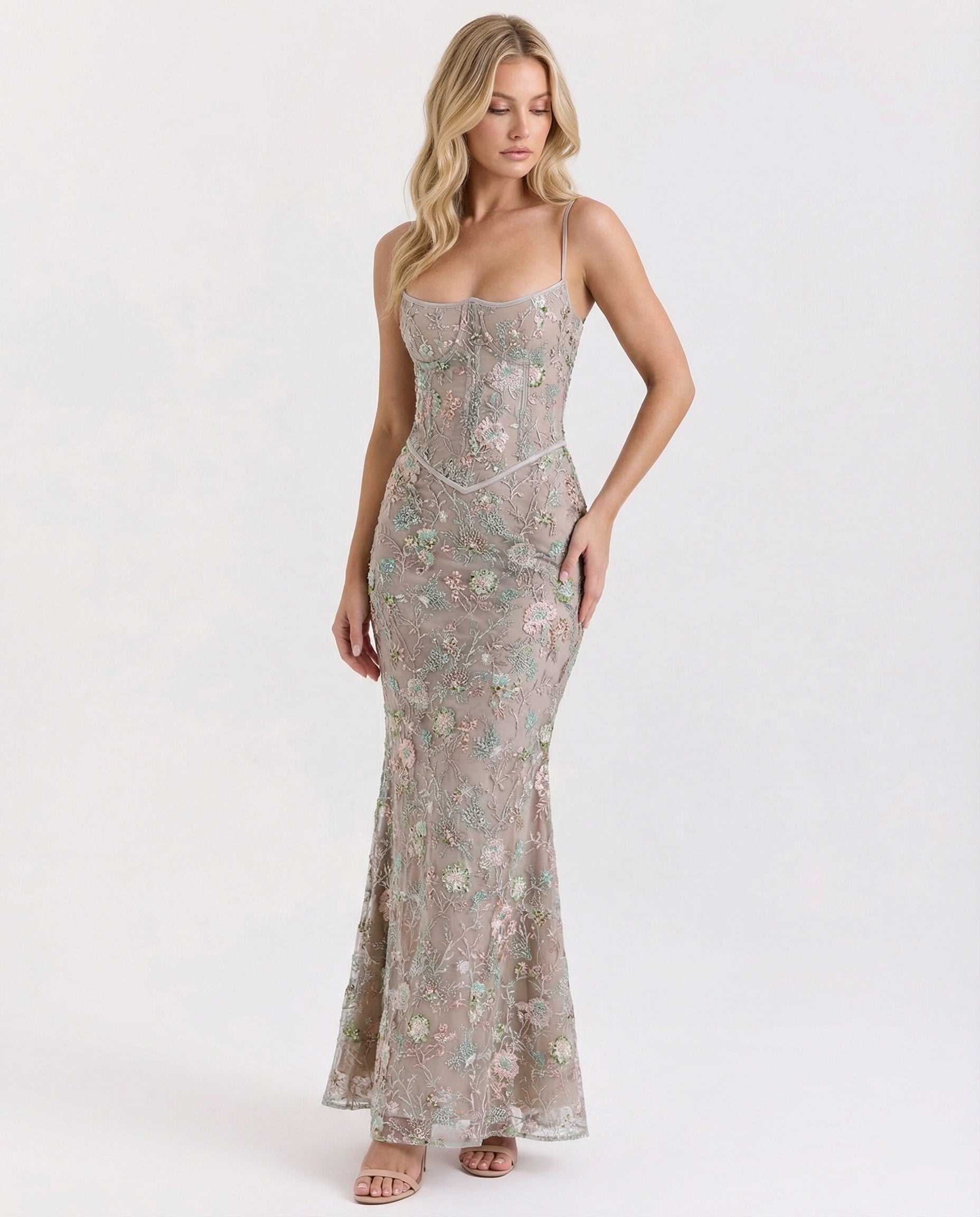 Damen Abendkleid Spitze Stickerei Elegant - Norvielle