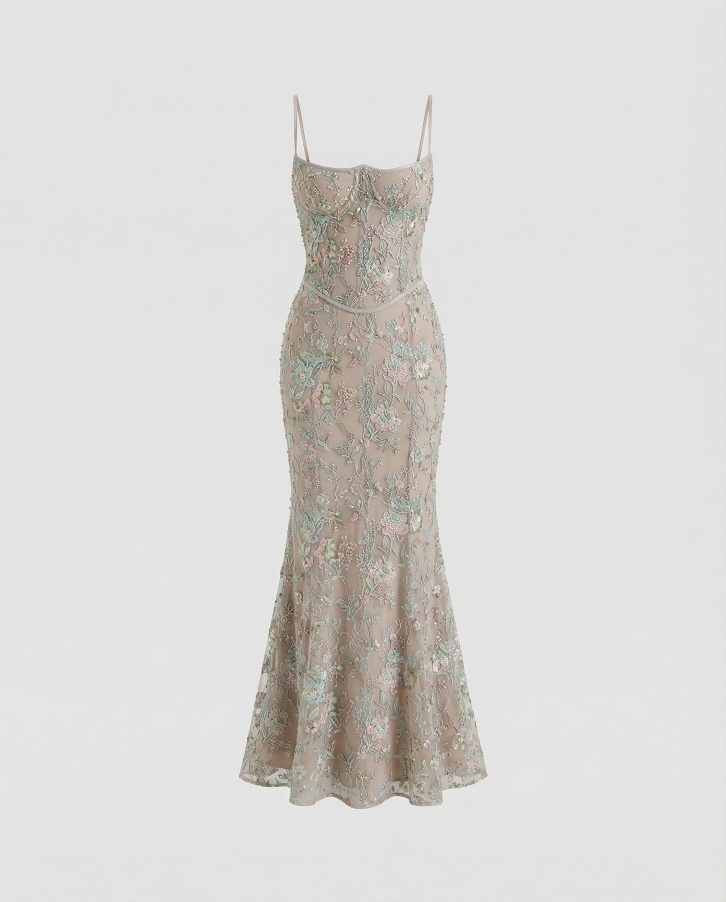 Damen Abendkleid Spitze Stickerei Elegant