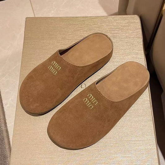 Damen Veloursleder Hausschuhe Weich Warm Beige - Norvielle