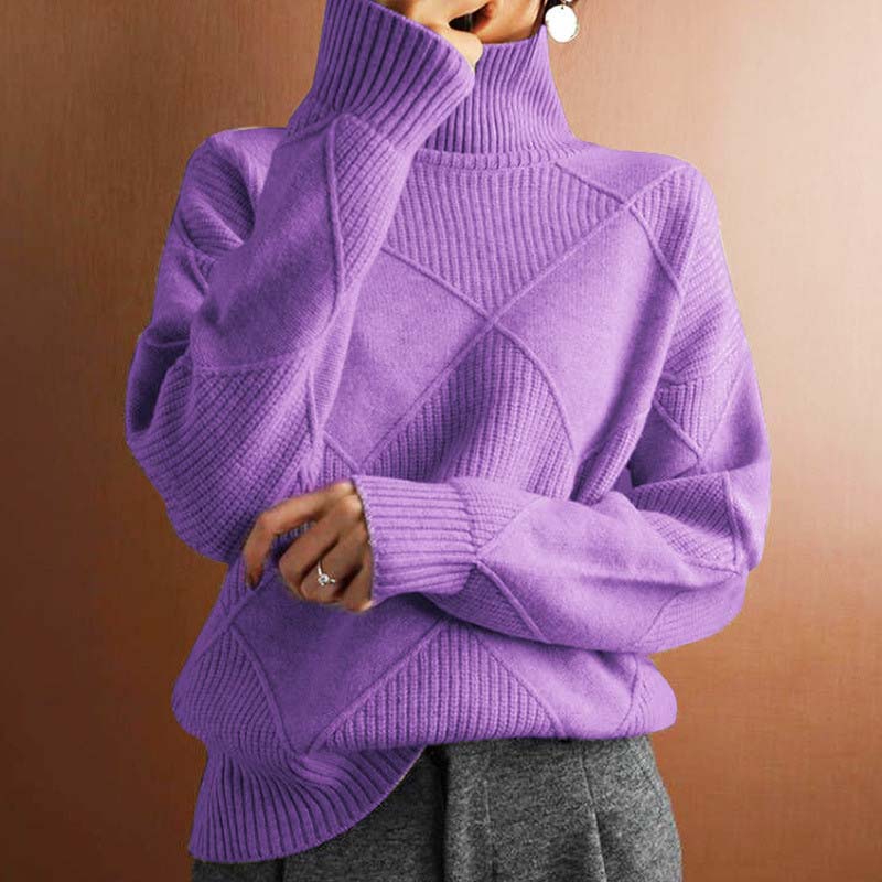 Damen Strickpullover Hoher Hals Warm Winter