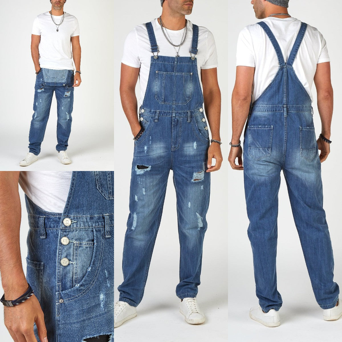 Herren Riss Jeans Used Look Denim Hose