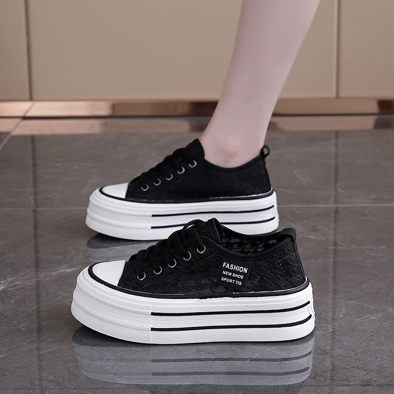 Damen Sneaker Hochplateau Atmungsaktiv Weiß - Norvielle