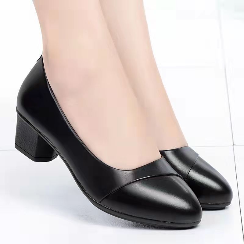 Damen Pumps Blockabsatz Komfortabel Schwarz - Norvielle