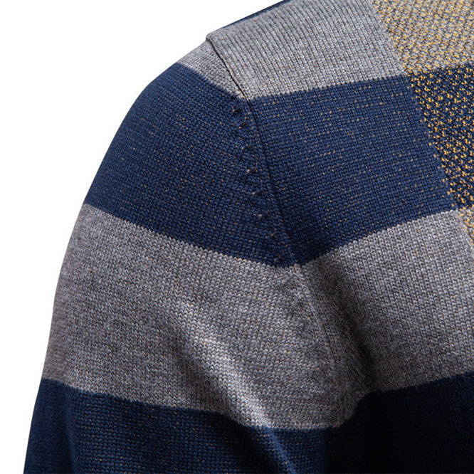 Herren Pullover Langarm Karomuster Weich