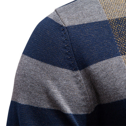 Herren Pullover Langarm Karomuster Weich