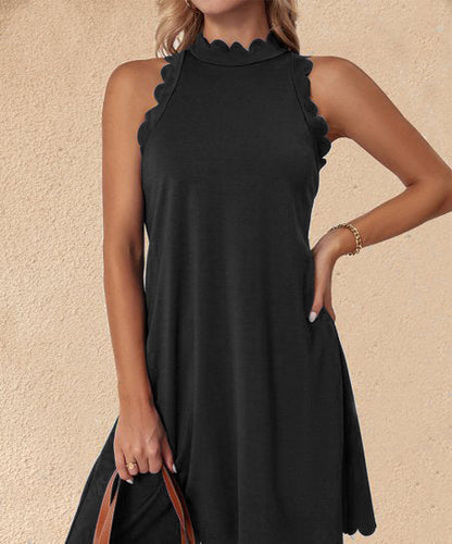 Damen Ärmelloses Sommerkleid Fließend V-Ausschnitt