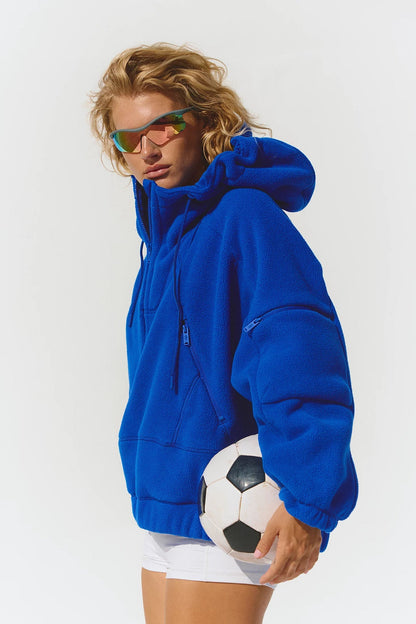 Damen Fleecejacke Oversized Modern Kragen