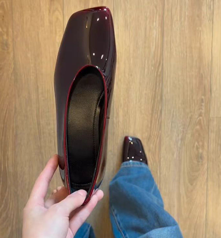 Damen Hochhackige Pumps Glänzend Quadratzehen