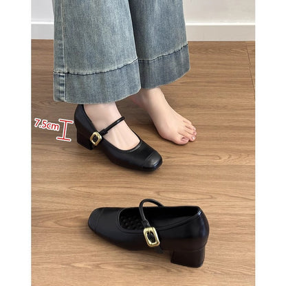 Damen Mary Jane Ballerinas Komfortabeler Blockabsatz - Norvielle
