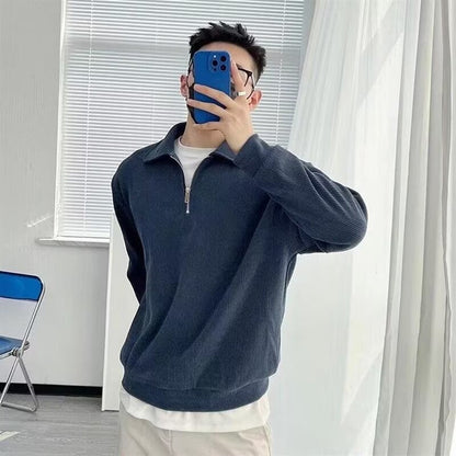 Strickpullover mit Reißverschluss und Kragen Bequem