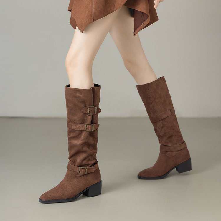 Damen Stiefel Elegantes Design Schnallen