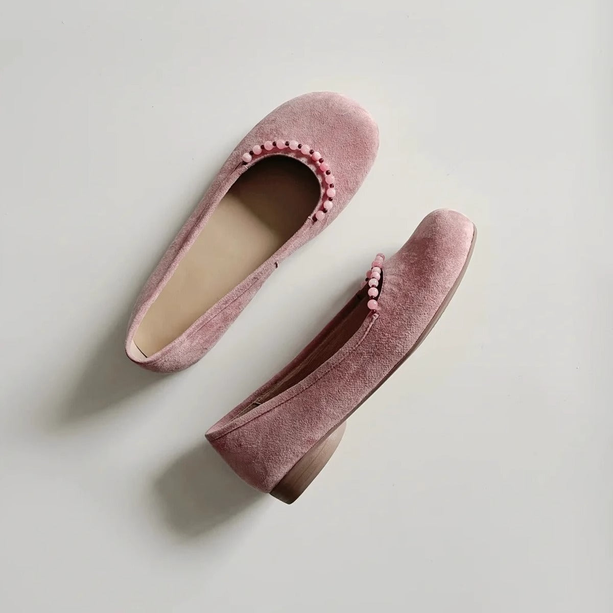 Damen Ballerinas mit Pom-Pom Detail