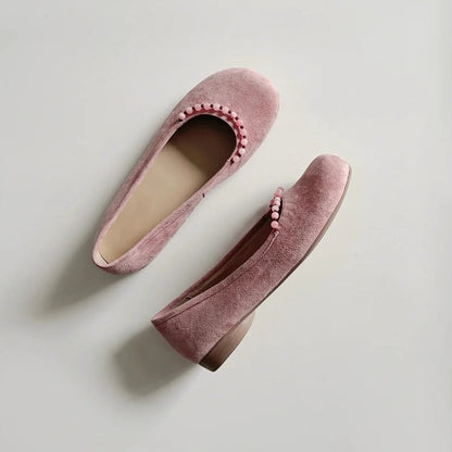 Damen Ballerinas mit Pom-Pom Detail