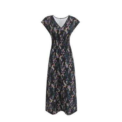 Damen Maxikleid Blumenmuster Baumwolle Schmeichelnder Schnitt
