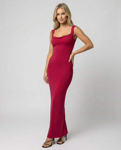 Elegantes Damen Abendkleid Lang Figurformend Tiefes Dekolleté - Norvielle