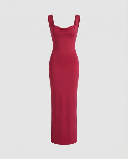Elegantes Damen Abendkleid Lang Figurformend Tiefes Dekolleté