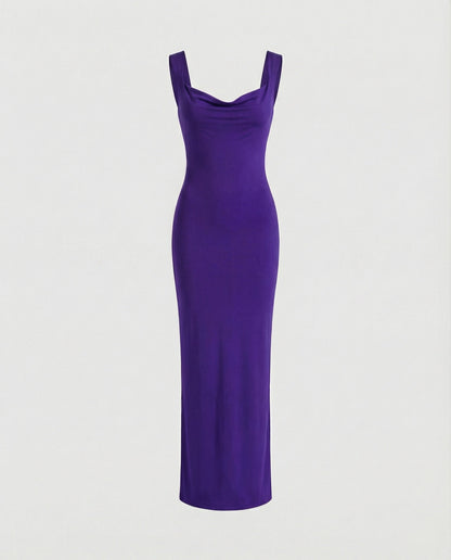Elegantes Damen Abendkleid Lang Figurformend Tiefes Dekolleté