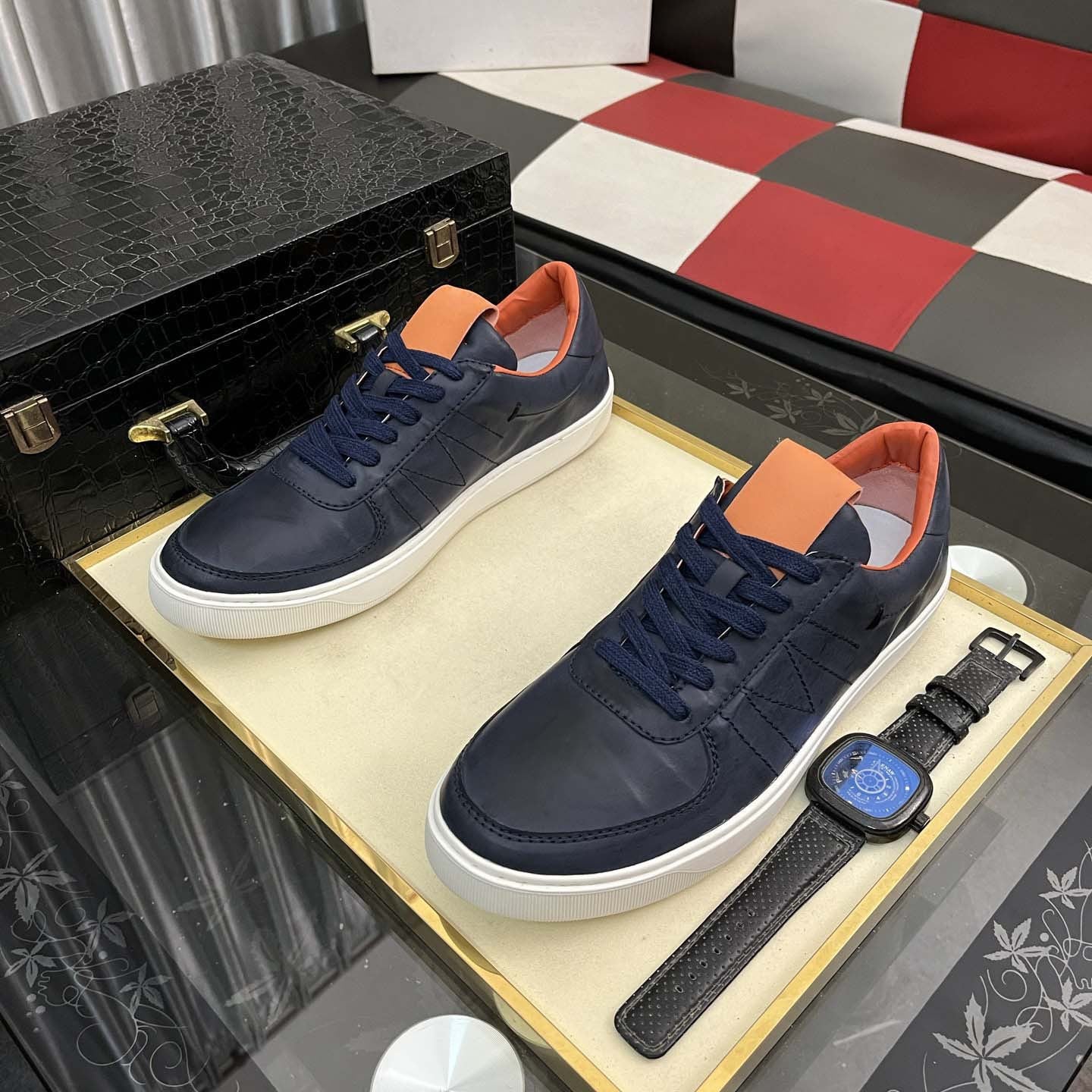 Herren Leder Sneaker Modern Lässig